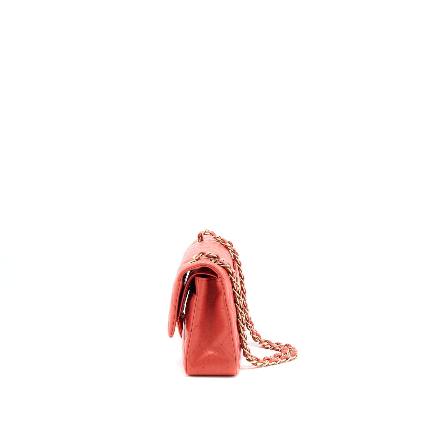 Chanel Classic Double Flap Lambskin Coral Brushed Shoulder Bag