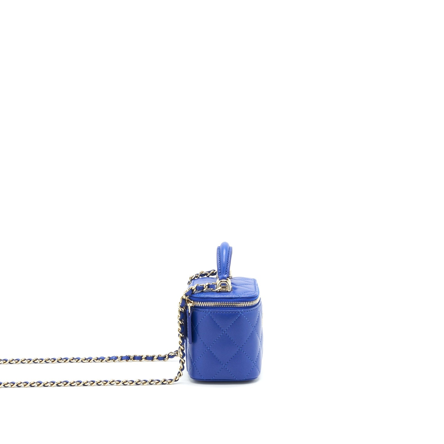 Chanel 21K Top handle Vanity LGHW Blue Mini Bag