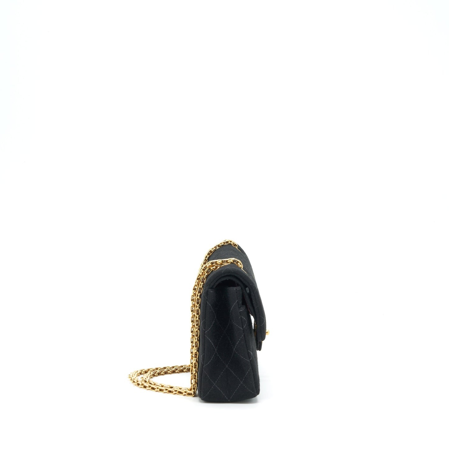 Chanel Classic Flap Fabric Ruthenium GHW Black Small Shoulder Bag