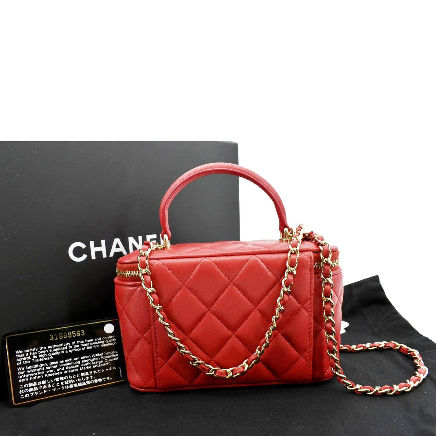 Chanel Vanity Quilted Leather Red Travel Bag