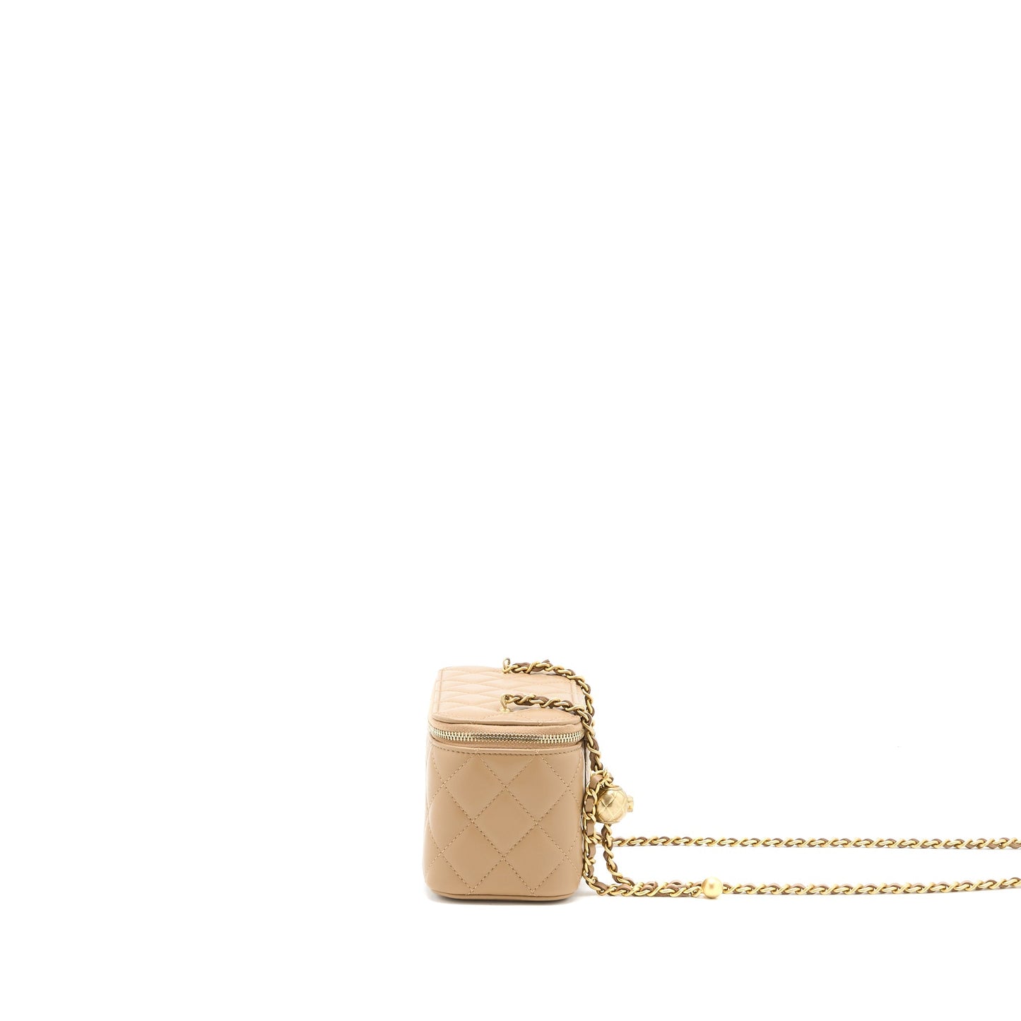 Chanel Pearl Crush Long Vanity Lambskin Dark Beige Handbag
