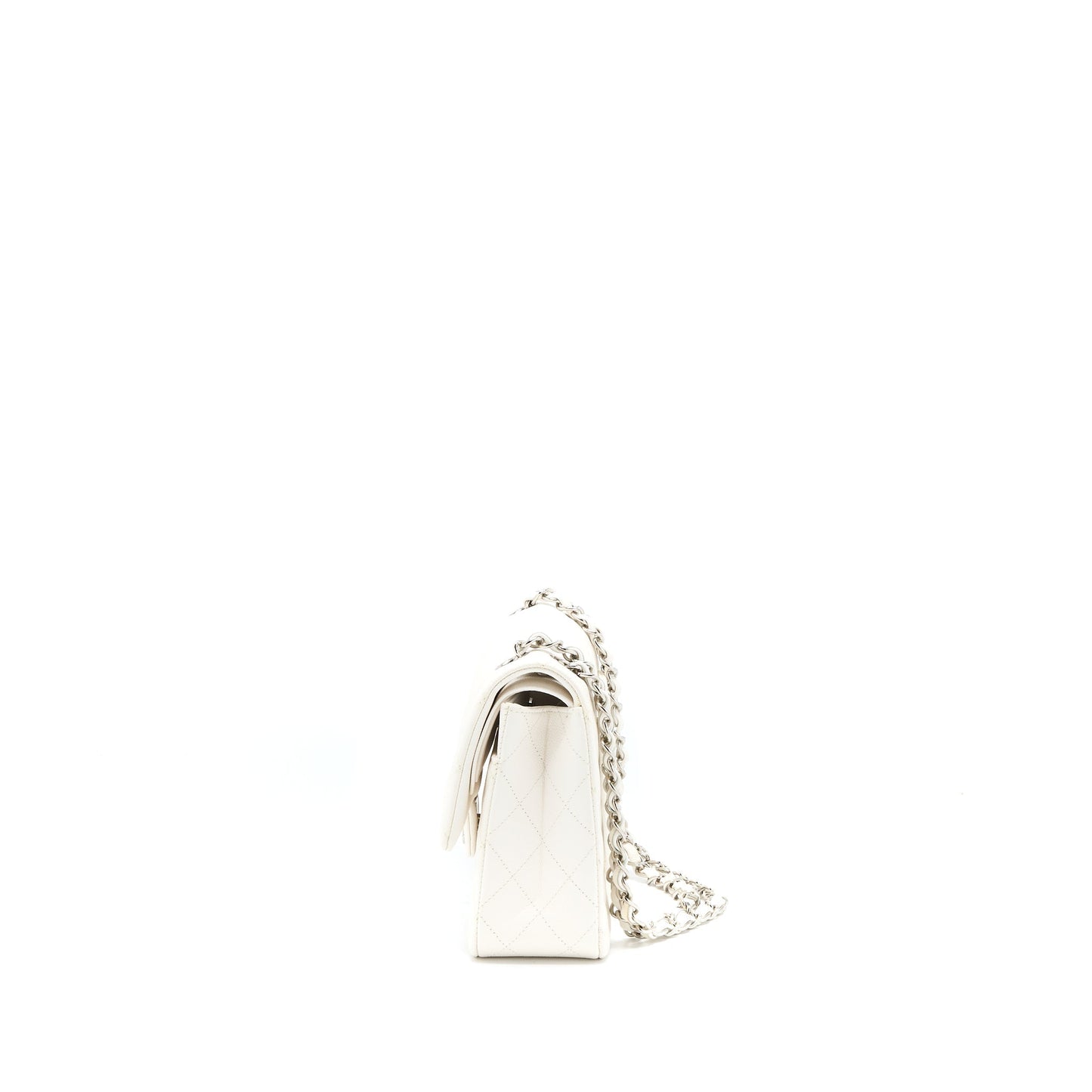 Chanel Classic Double Flap Caviar SHW Microchip White Shoulder Bag