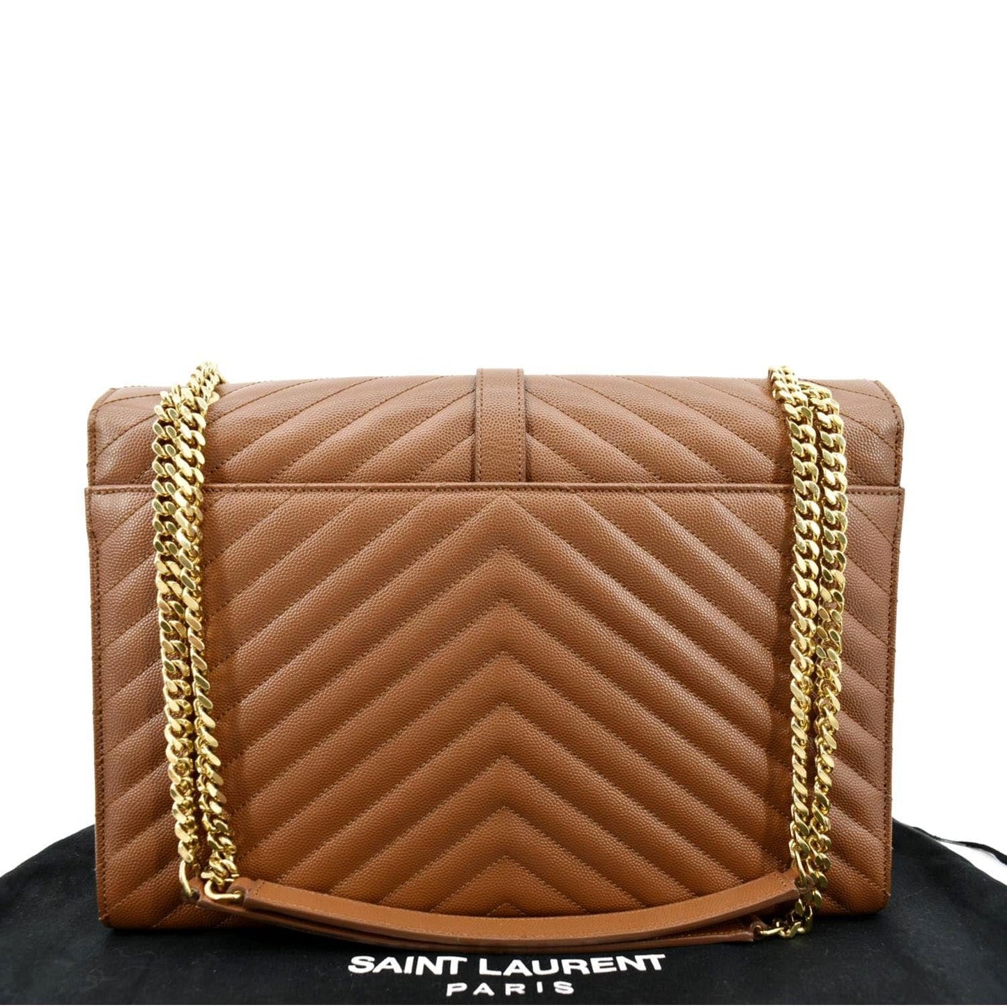 YSL Saint Laurent Yves Envelope Mix Shoulder Bag Dark Natural Leather Matelasse Large