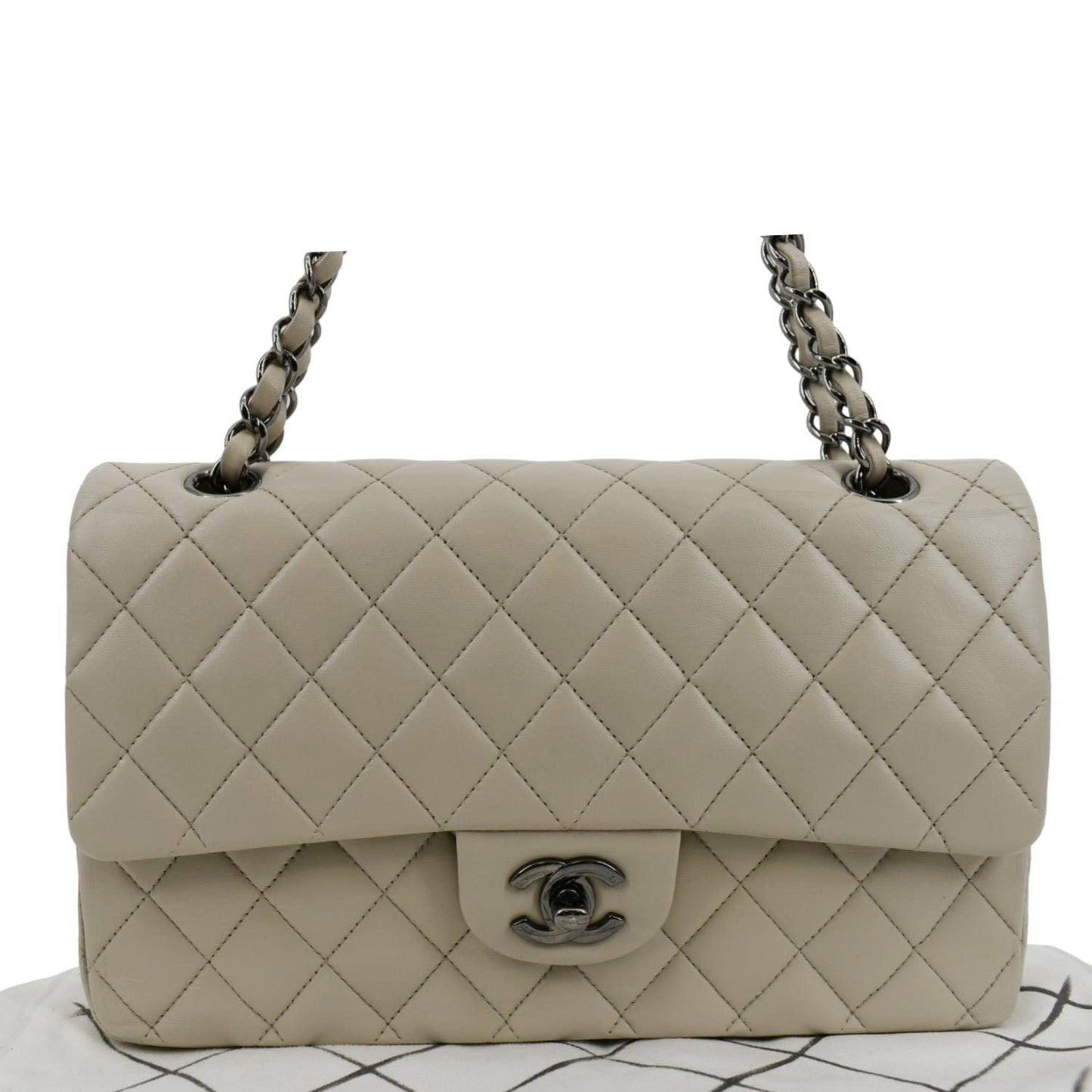 Chanel Classic Double Flap Quilted Leather Ivory Travel Bag