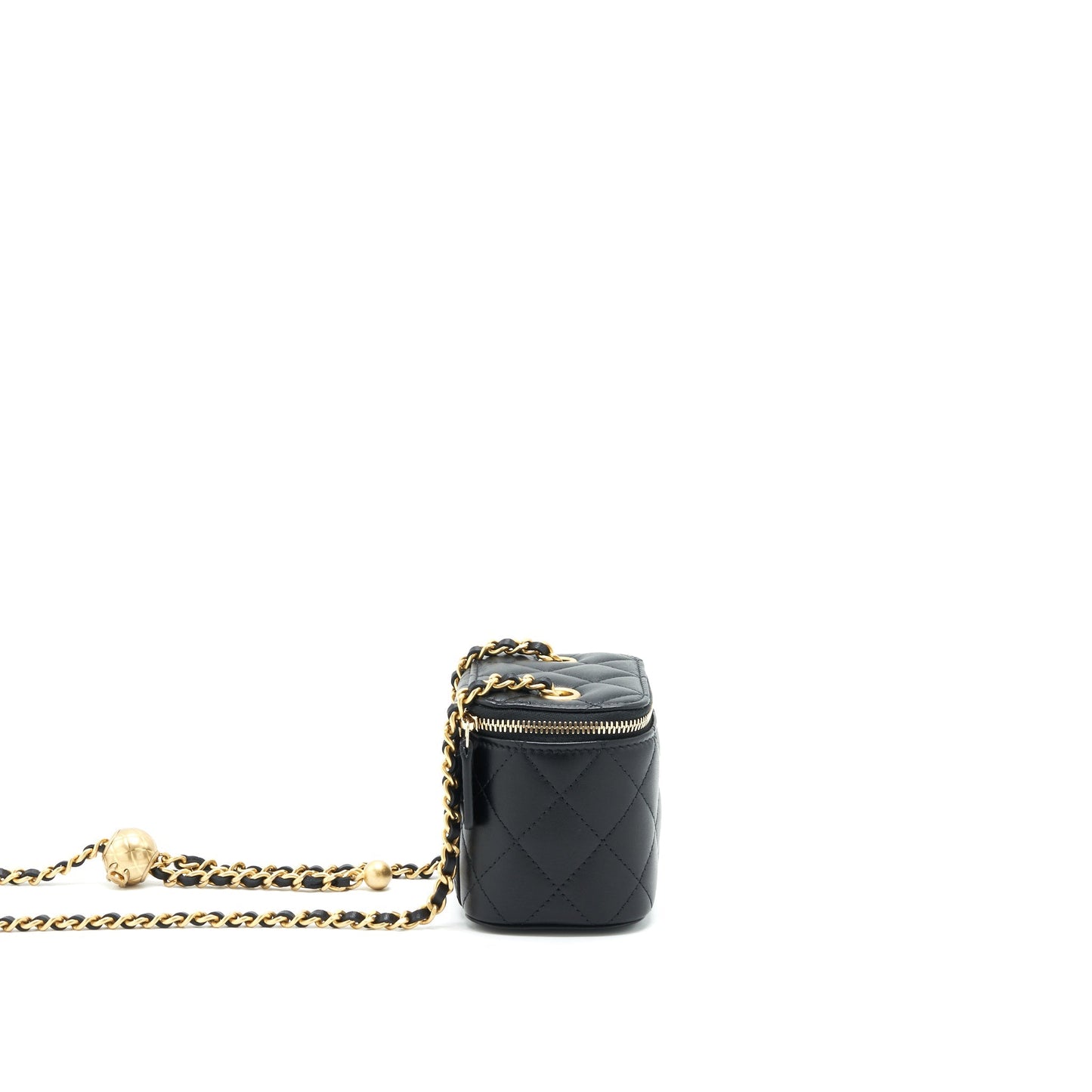 Chanel 22C Pearl Crush Vanity Lambskin GHW Black Mini Bag