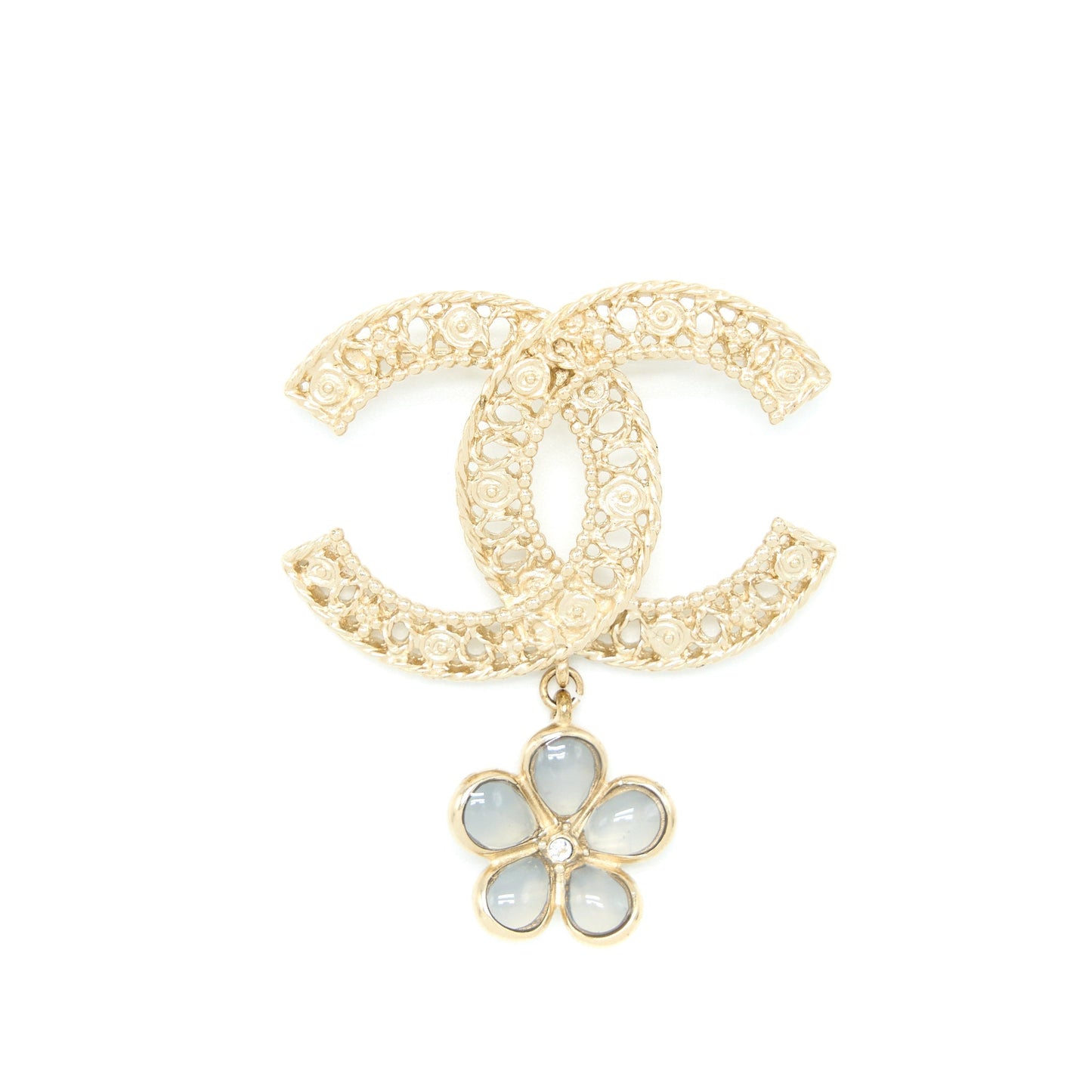 Chanel CC Logo Brooch Camellia Drop Brushed Handbag