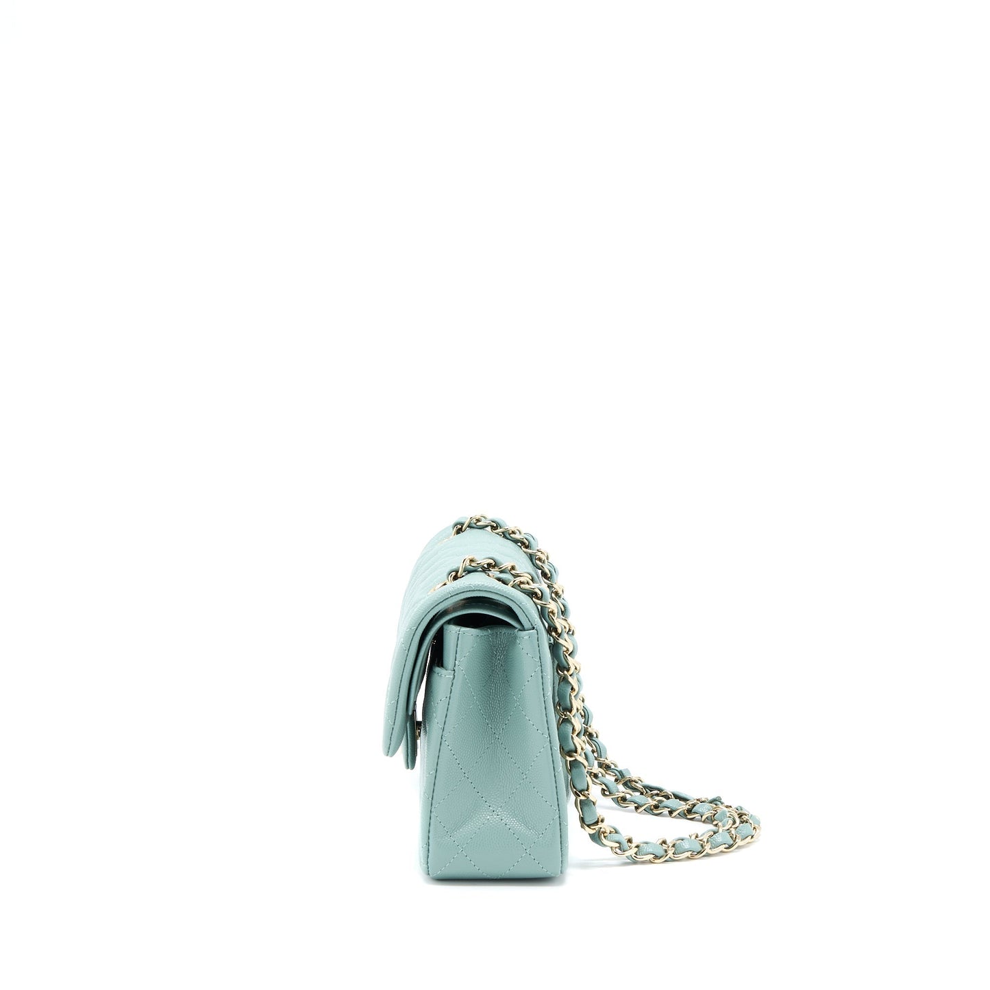 Chanel 22C Classic Double Flap Caviar NG124 Green Small Shoulder Bag