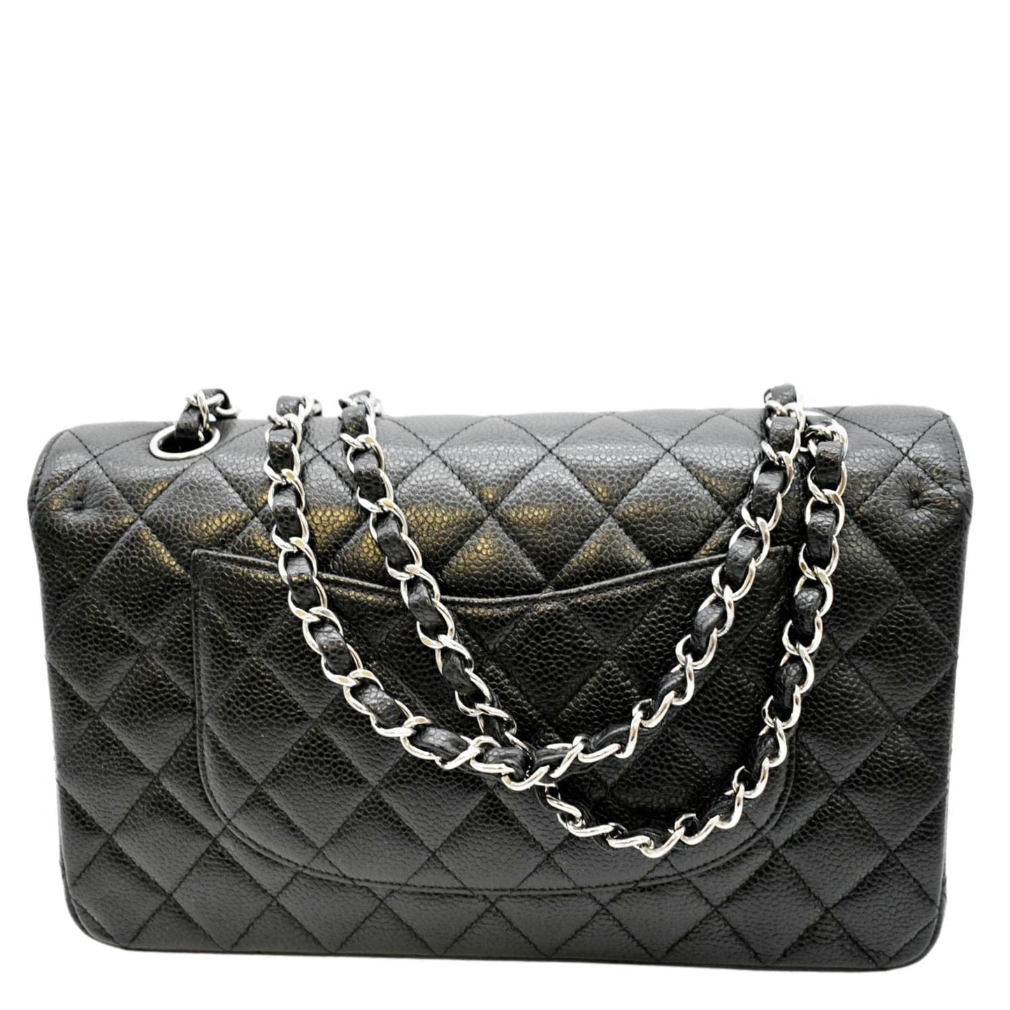 Chanel Classic Double Flap Quilted Caviar Leather Black Travel Bag