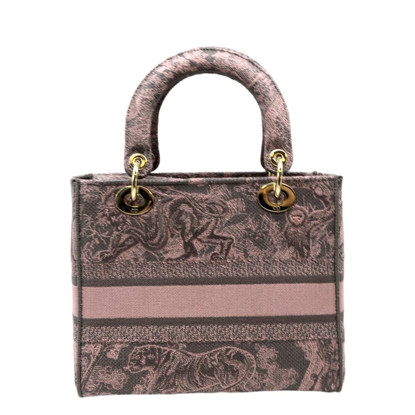 Dior Lady D Lite Embroidered Shoulder Bag Rose Canvas
