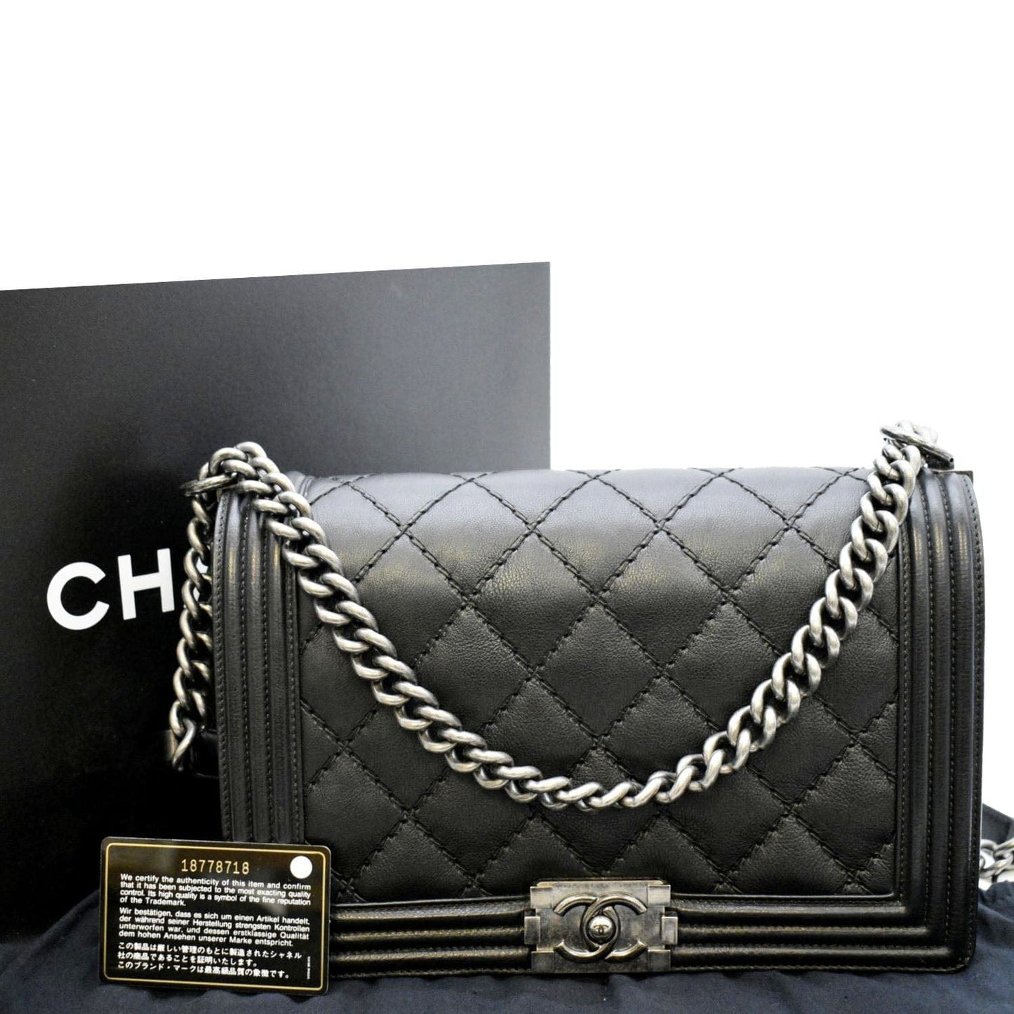 Chanel Wild Stitch Boy Quilted Leather Lambskin Black Travel Bag