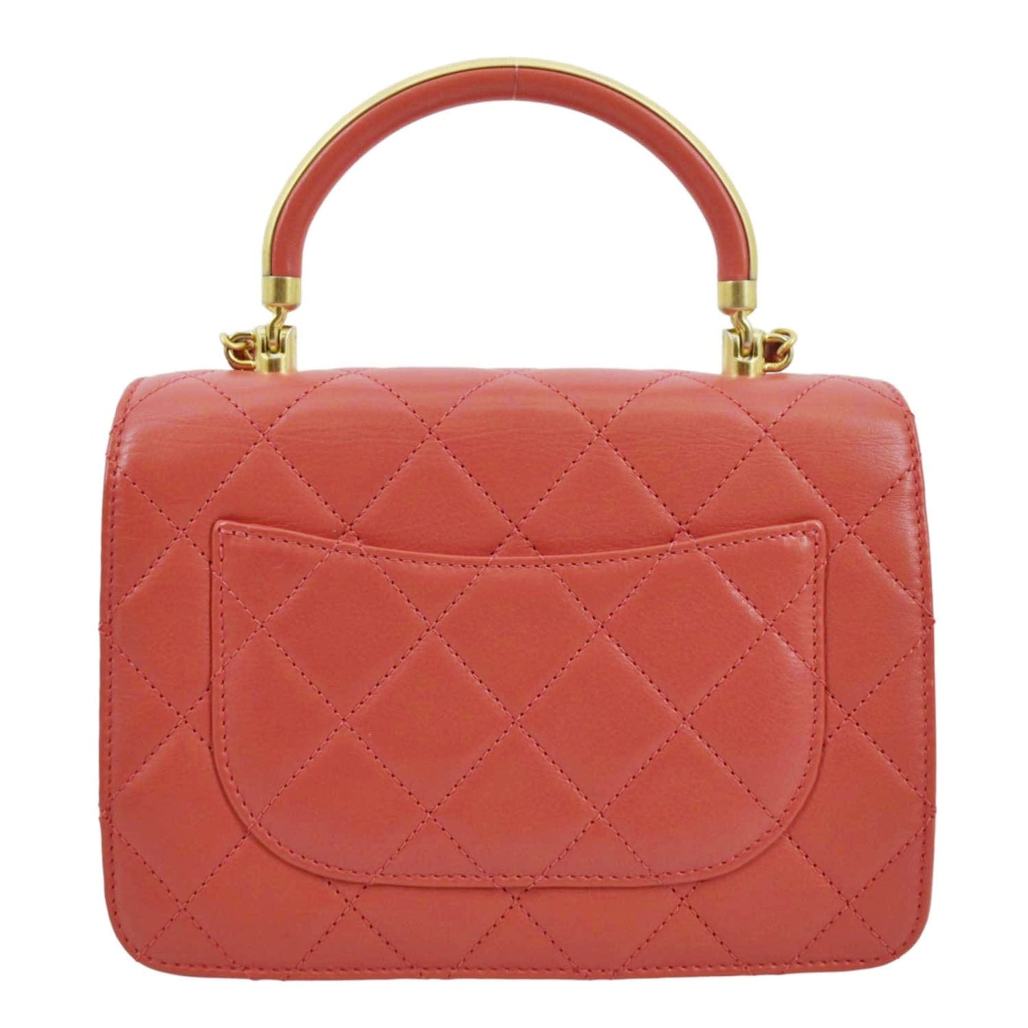 Chanel Top Handle Quilted Leather Shoulder Bag Red