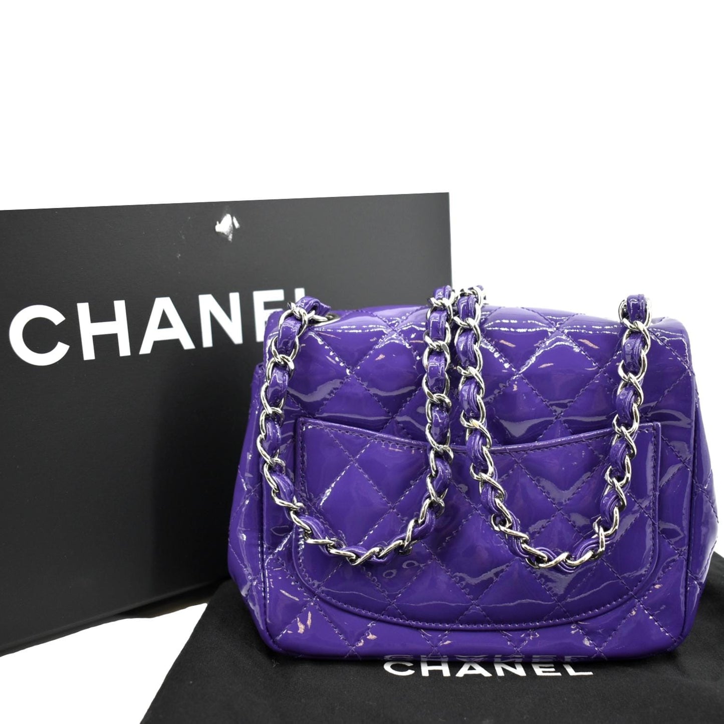 Chanel Flap Patent Purple Leather Calfskin Travel Bag