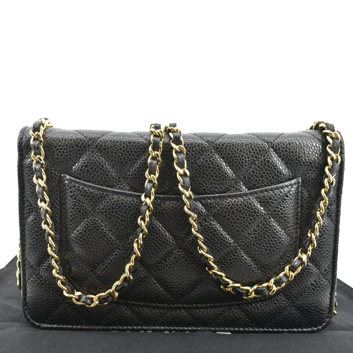 Chanel Boy Woc Caviar On Leather Black Wallet Case On Chain