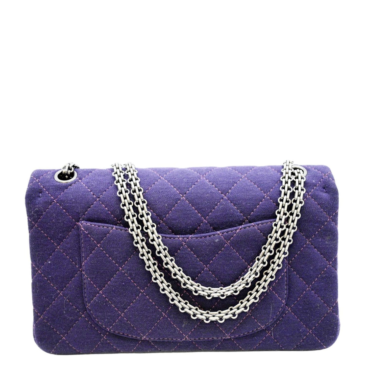 Chanel Reissue Flap Jersey Fabric Purple Travel Bag