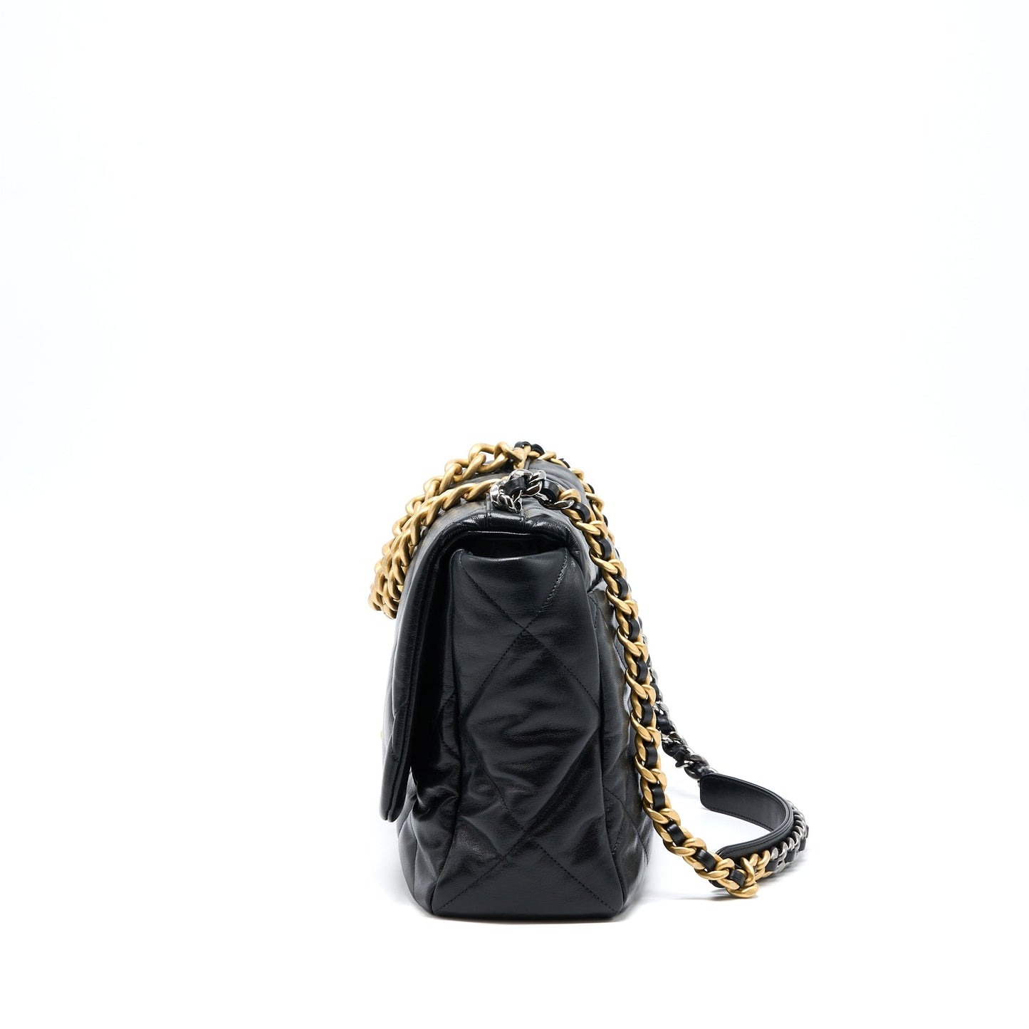 Chanel MAXI 19 Goatskin Hardware Multicolour Black Handbag