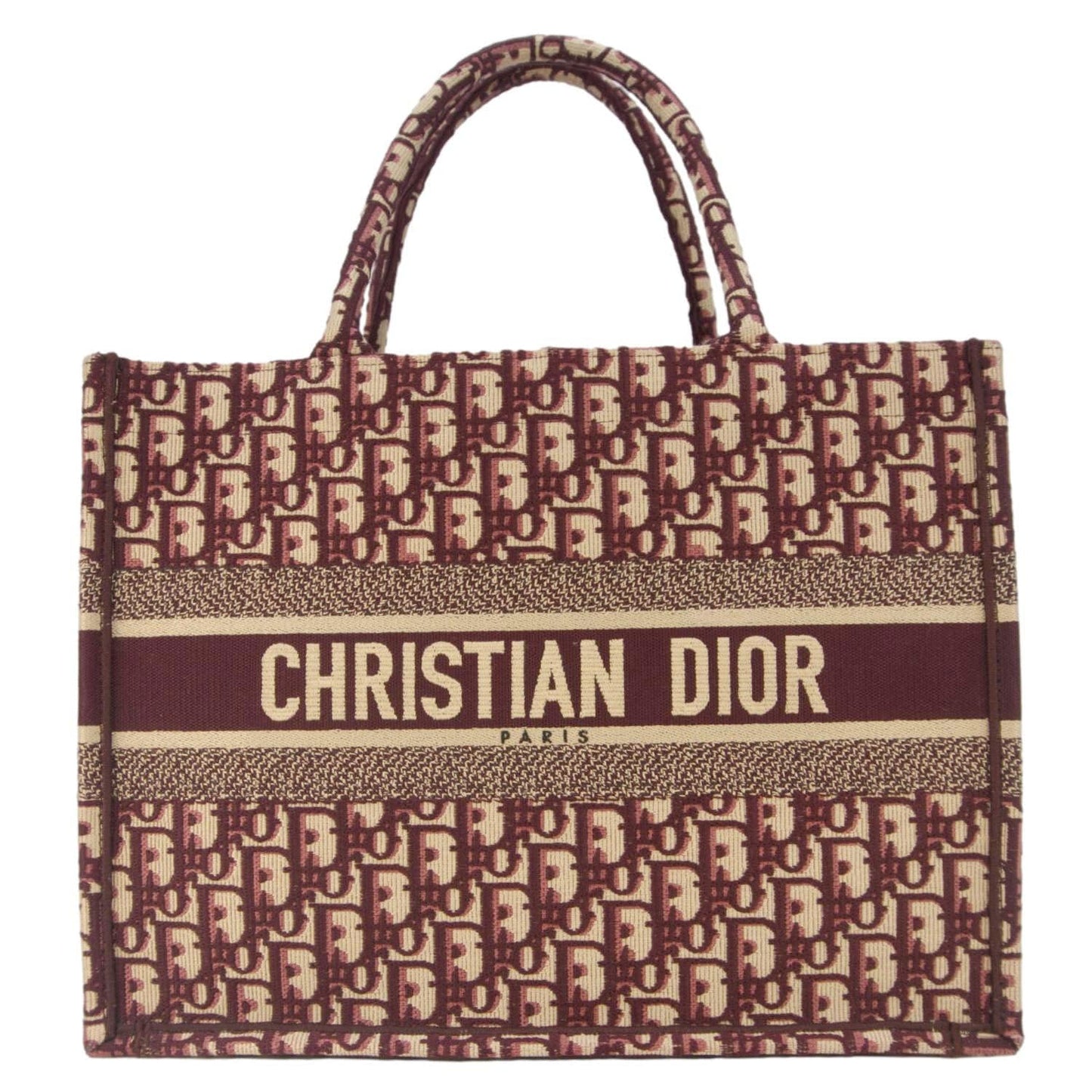 Dior Tote Bag Book Oblique Embroidery Burgundy Medium