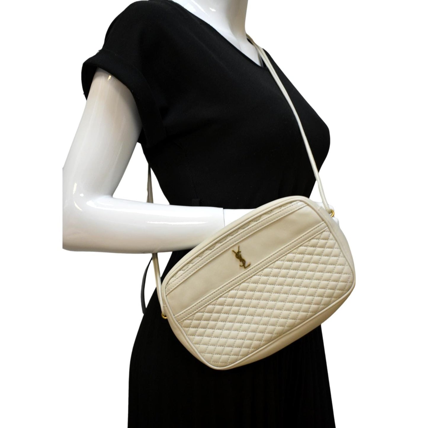 YSL Saint Laurent Saint Victoire Camera Shoulder Bag Creme