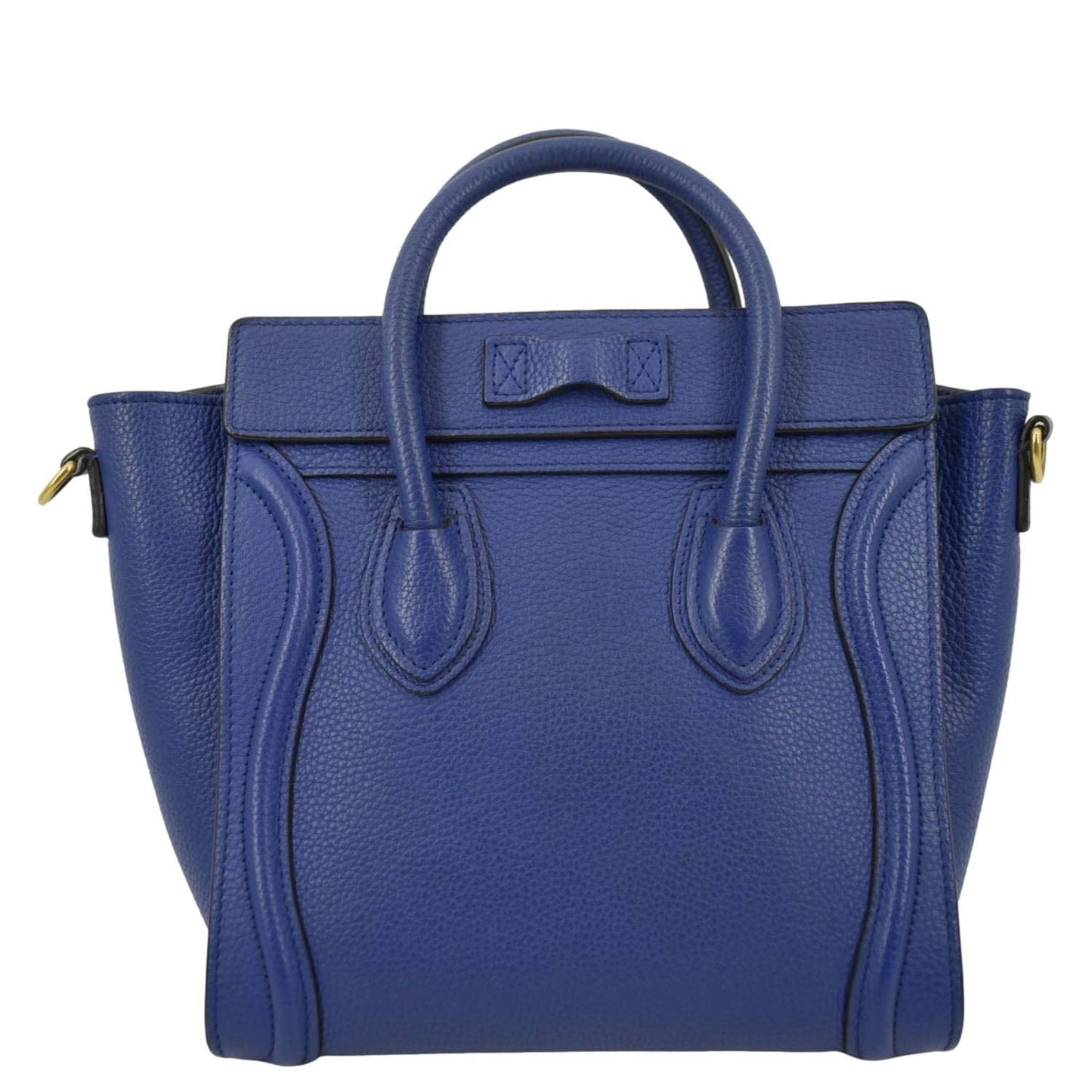 Nano Luggage Drummed Tote Crossbody Bag Leather Blue