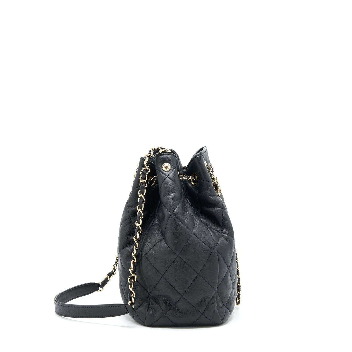 Chanel bucket quilted lambskin LGHW Black Bucket Bag