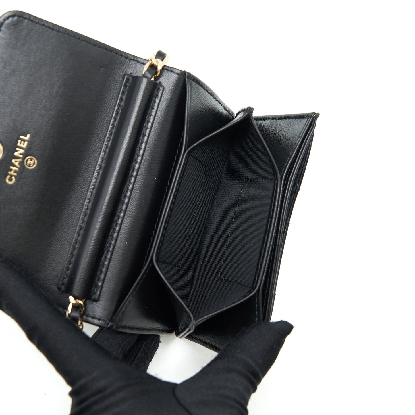 Chanel Flap Camellia Lambskin LGHW Black Shoulder Bag
