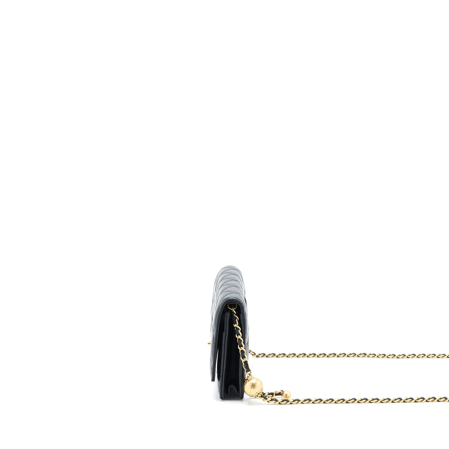 Chanel Pearl Crush on Lambskin GHW Microchip Black Wallet Case Microchip 8