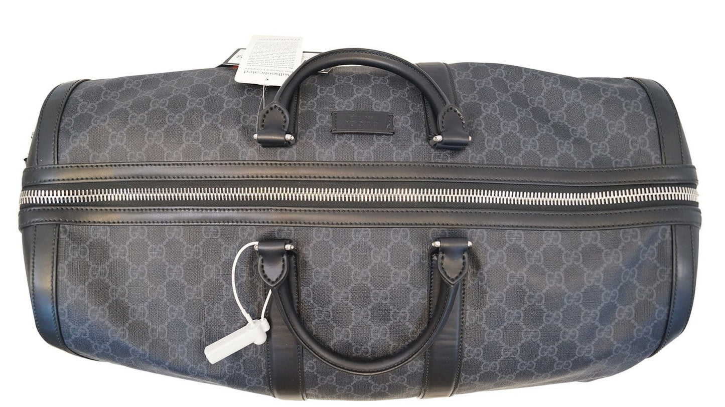 Gucci Soft Supreme Carry On Duffle Travel Bag Black