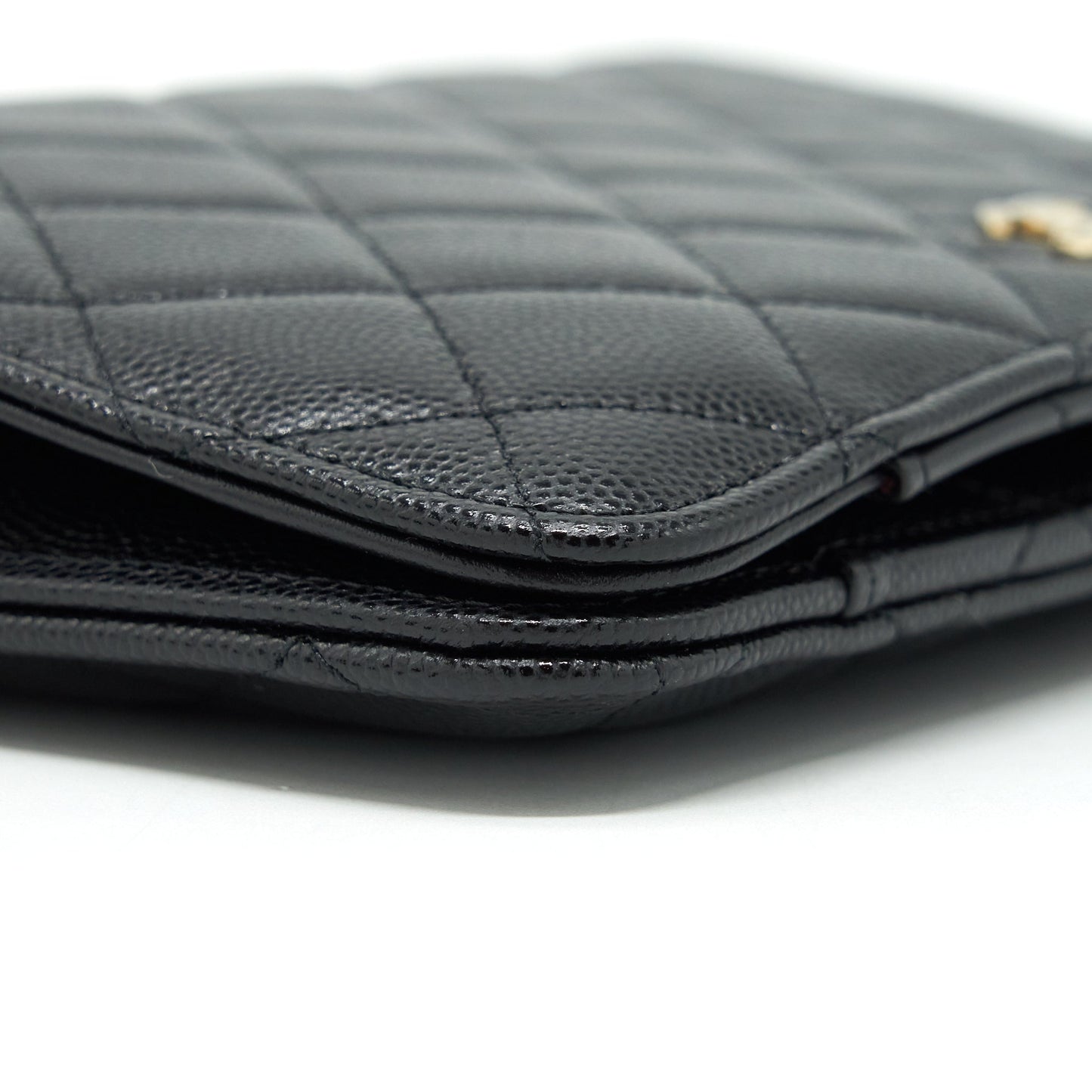 Chanel 22P 2 1 On Caviar LGHW Black Wallet Case