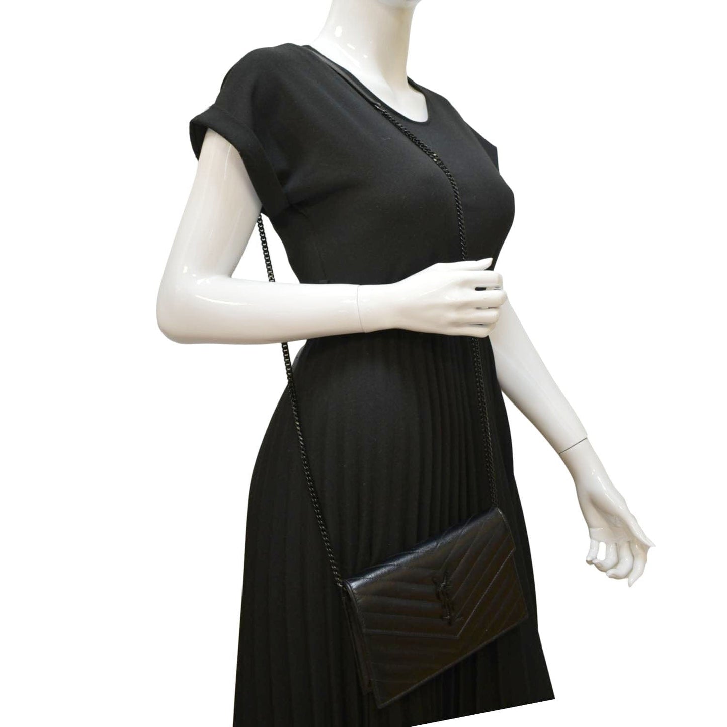 YSL Saint Laurent Saint Envelope Crossbody Bag Leather Black