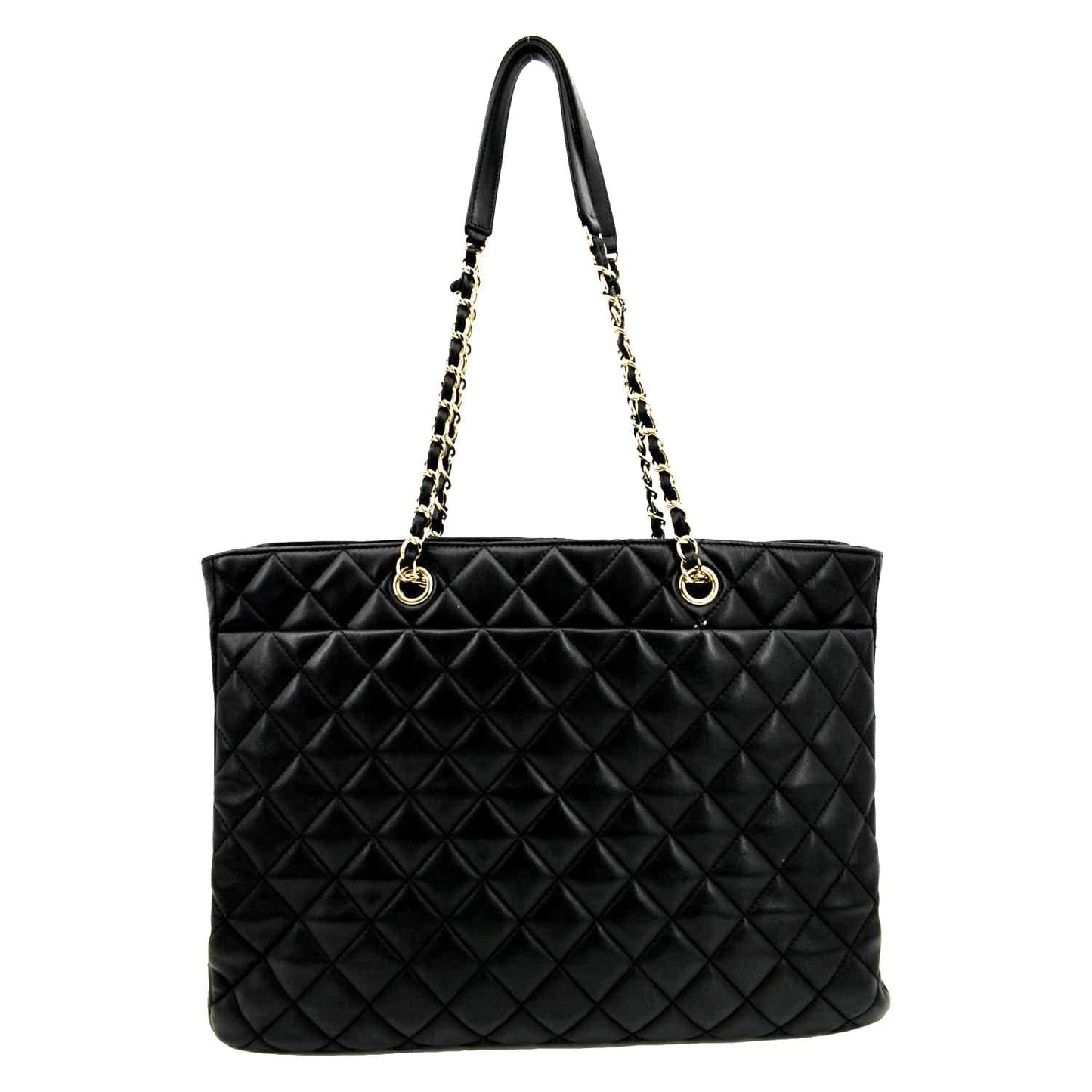 Chanel Classic Shopping Quilted Leather Black Travel Bag