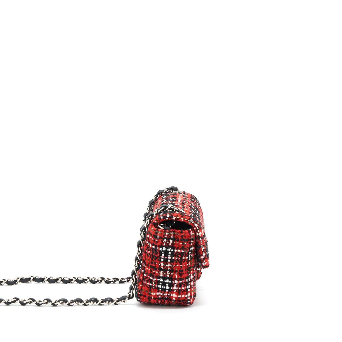 Chanel Rectangular Flap Tweed SHW Black Red Shoulder Bag