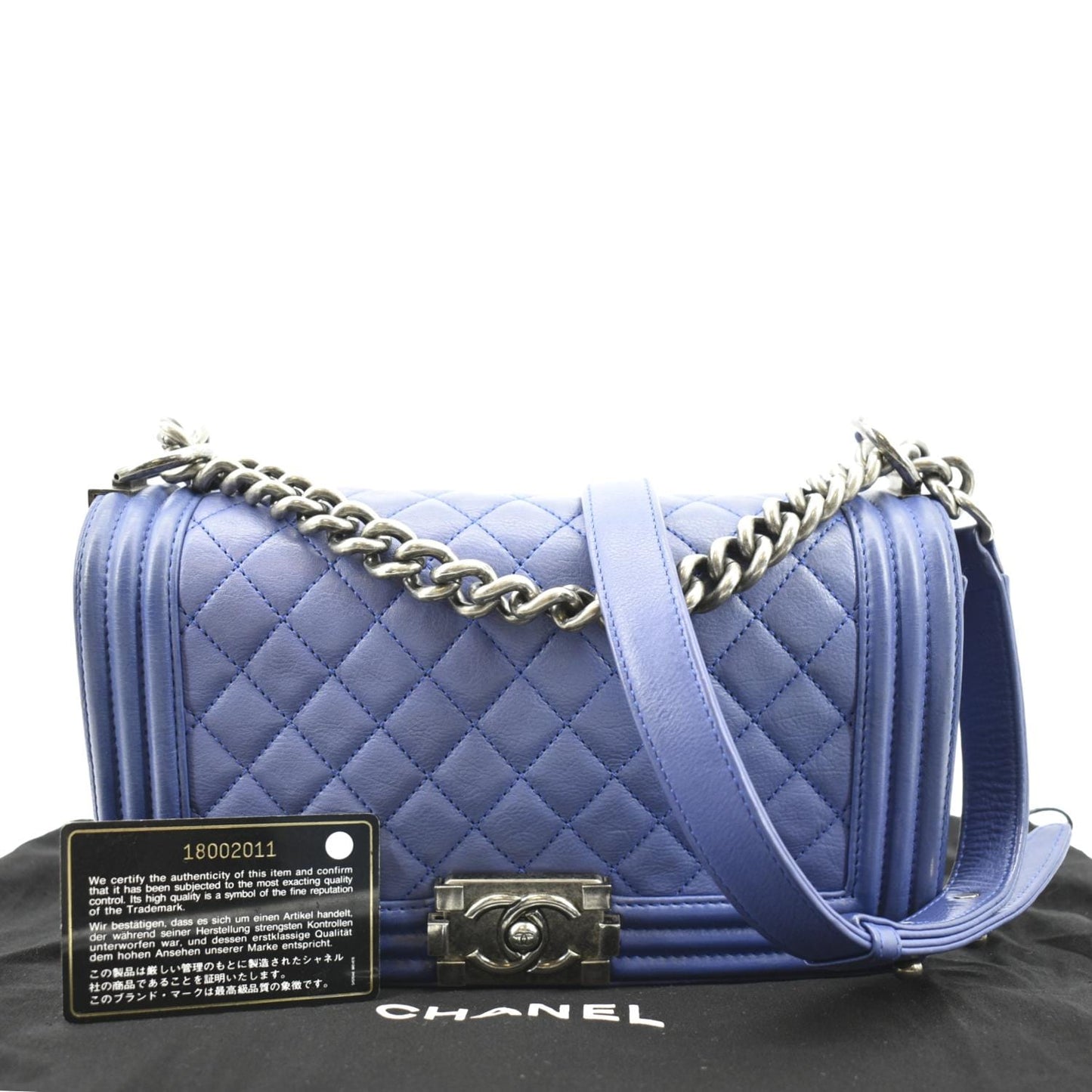 Chanel Boy Flap Leather Calf Blue Travel Bag Bag 1