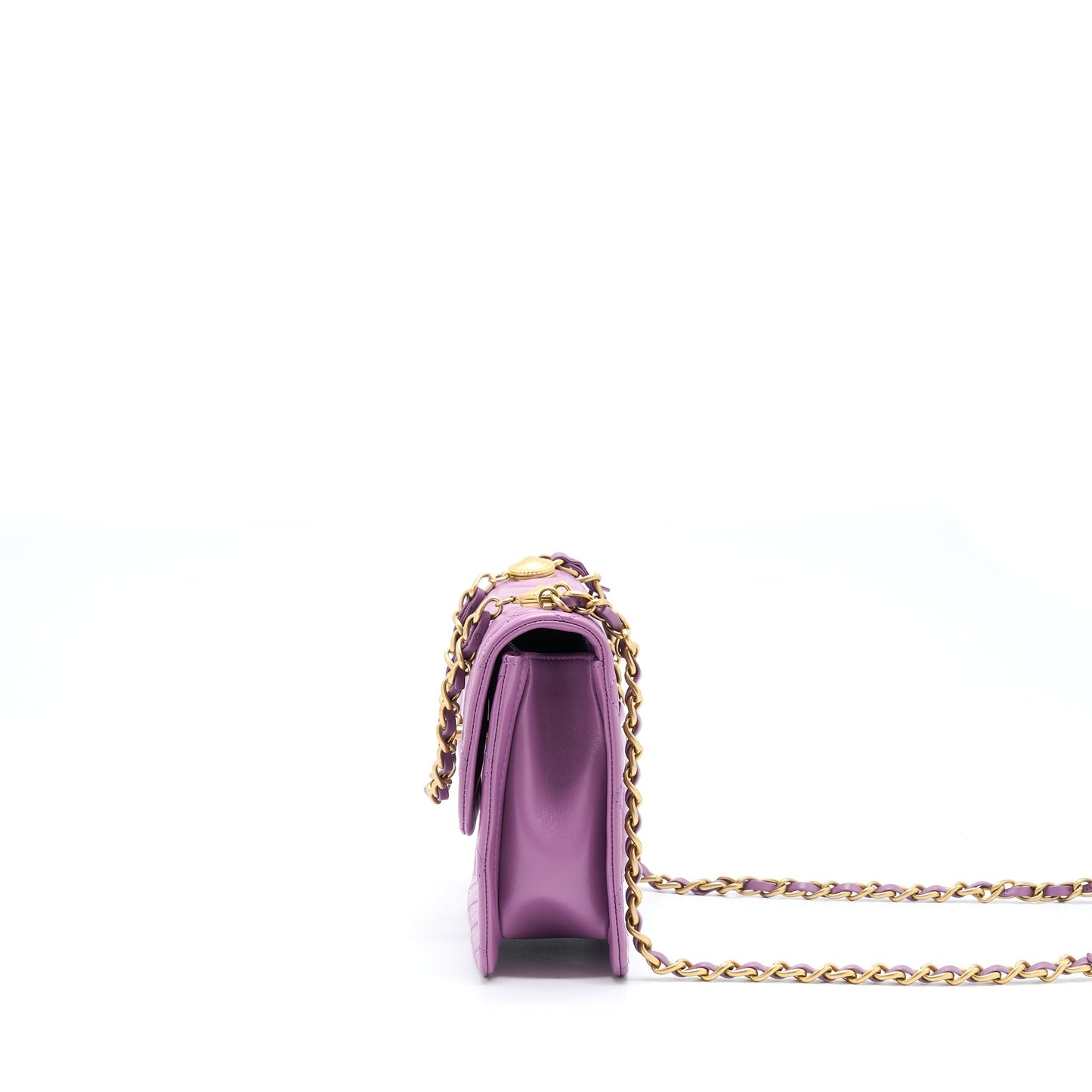 Chanel Square Flap Lambskin Light Purple Brushed Shoulder Bag