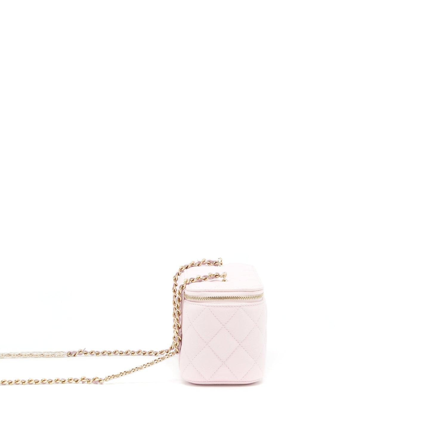 Chanel 22P Long Vanity Logo Caviar Light Pink Handbag