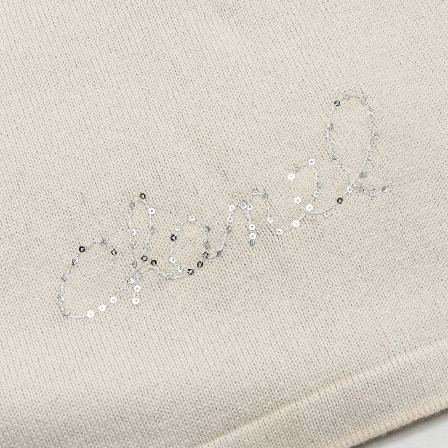 Chanel Letter Muffler Scarf Cashmere Polyamide White Silver