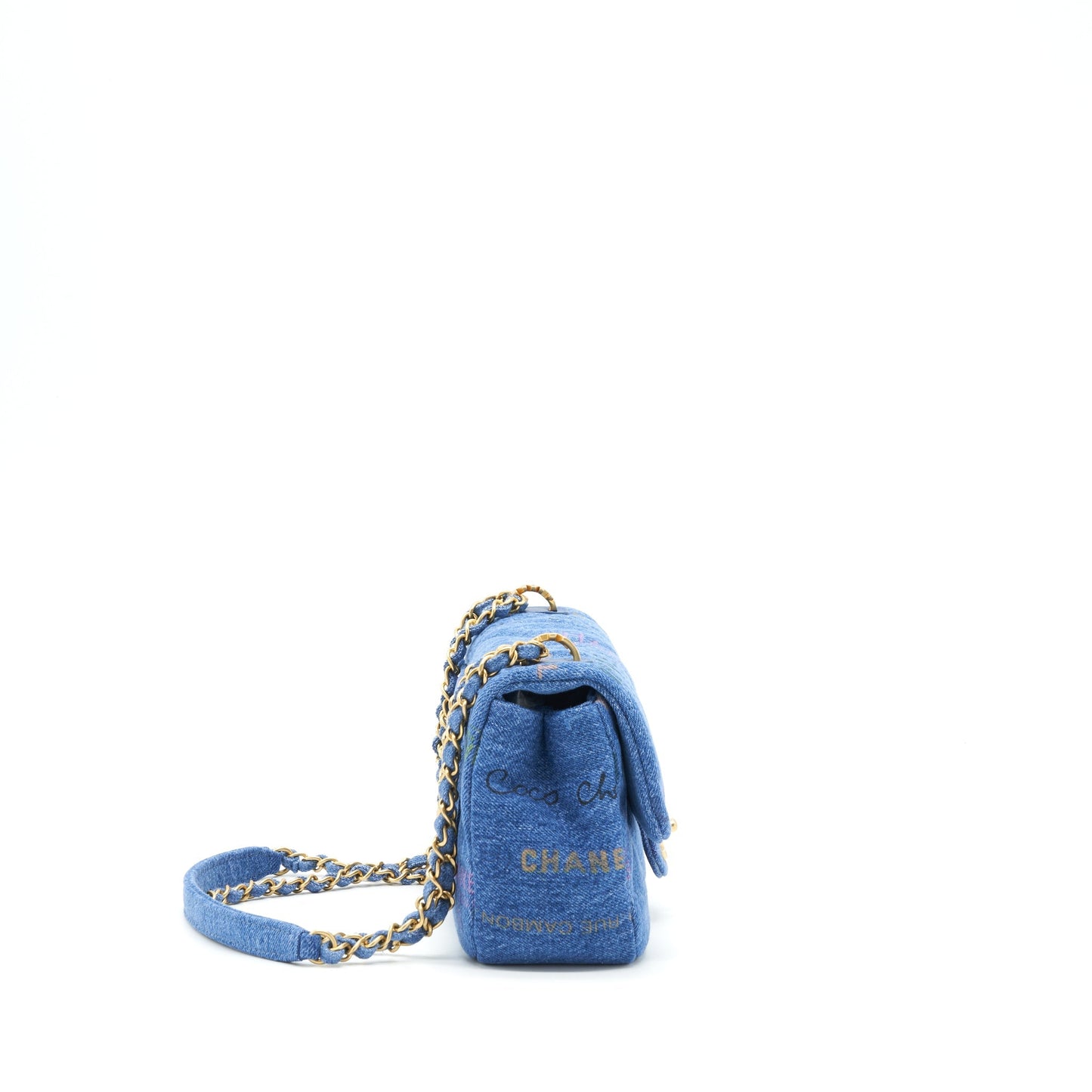Chanel 22P Flap 23cm Denim GHW Microchip Blue Small Shoulder Bag