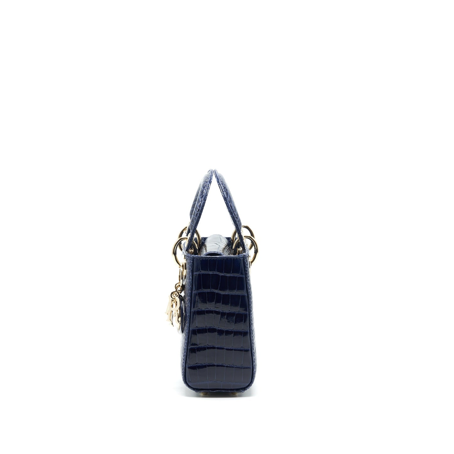 Dior Christian Lady Alligator Oil Handbag Blue Mini Travel Bag
