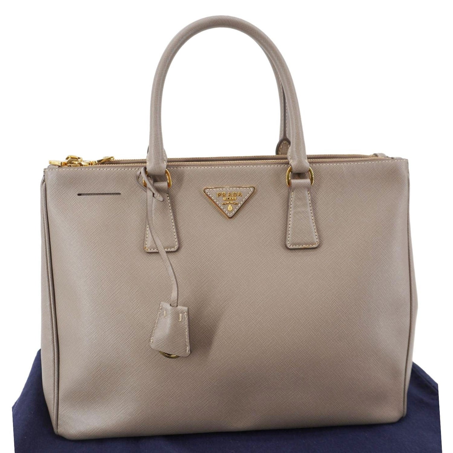 Double Zip Lux Saffiano Tote Argilla Handbag Leather Medium Tote Bag