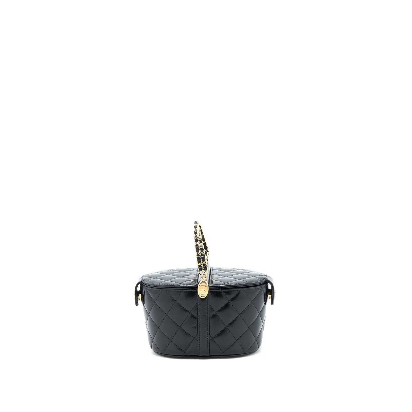 Chanel 23C Flap Bucket Lambskin GHW Microchip Black Bucket Bag
