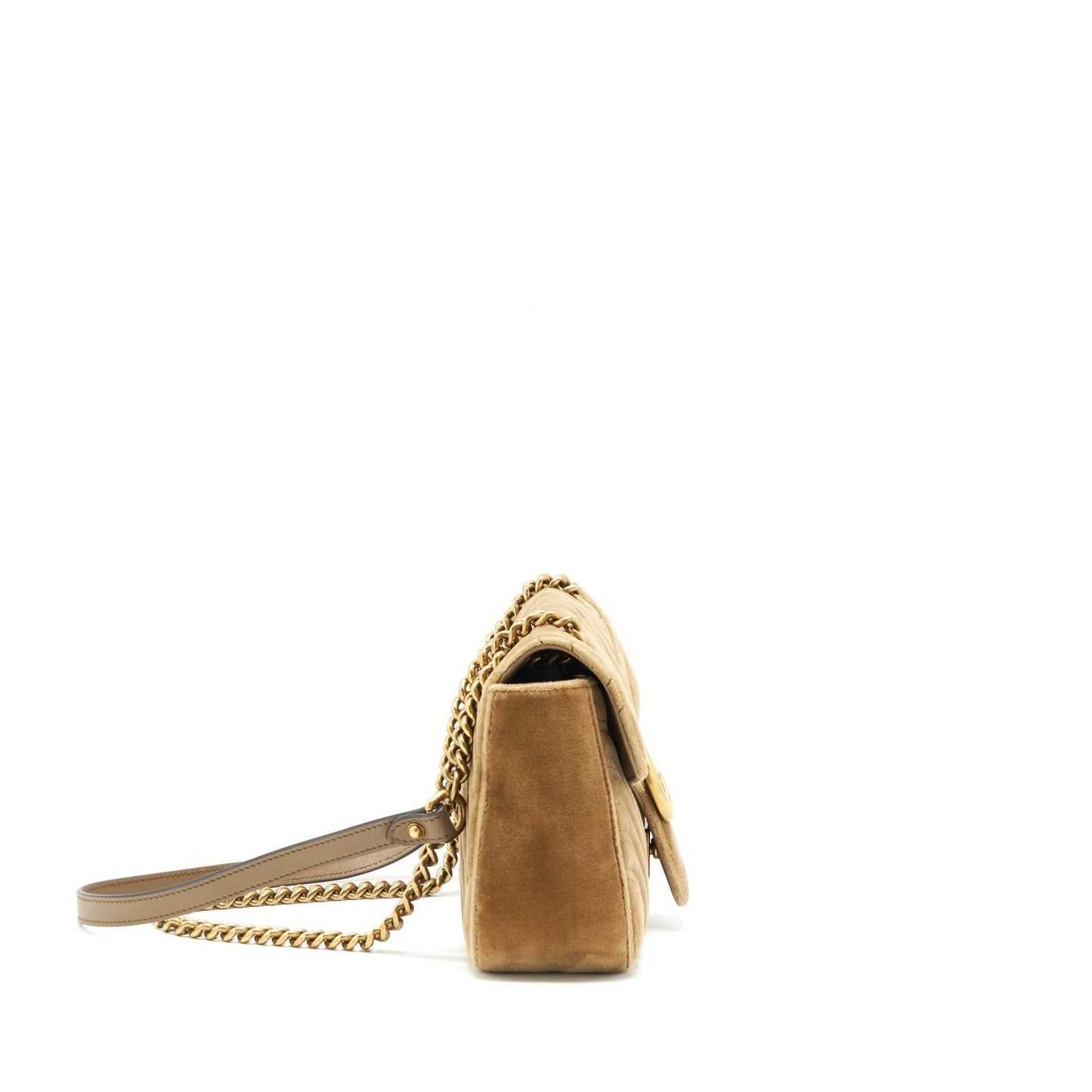 Gucci Marmont Bag Velvet Gold Tan Travel Bag