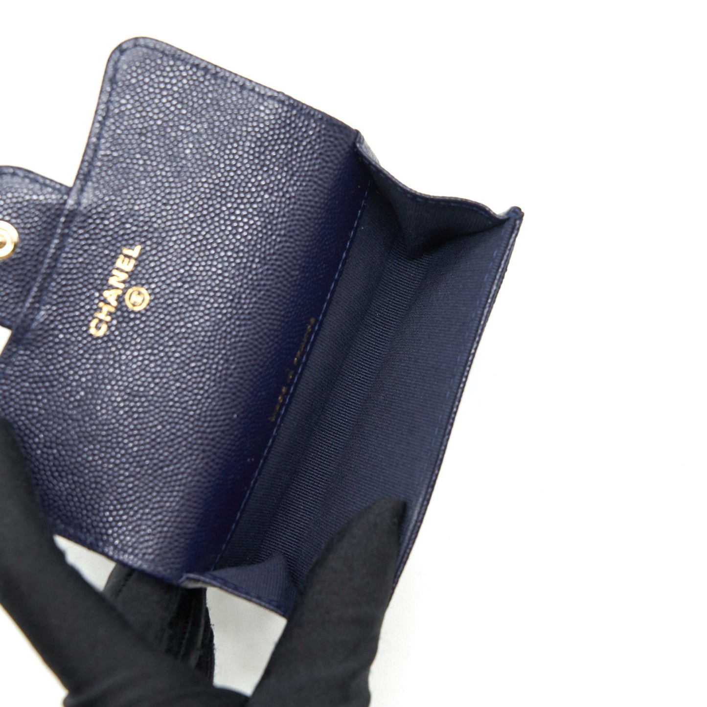 Chanel Classic Flap Card holder Caviar Navy Wallet Case