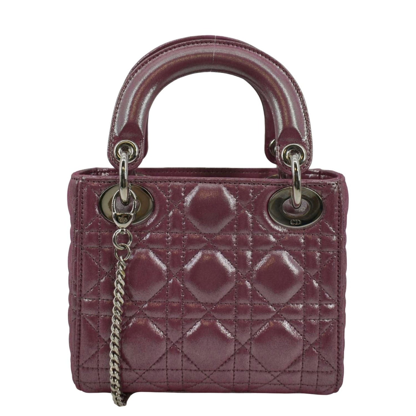 Dior Lady Pearlescent Cannage Shoulder Bag Dark Lambskin Pink Mini