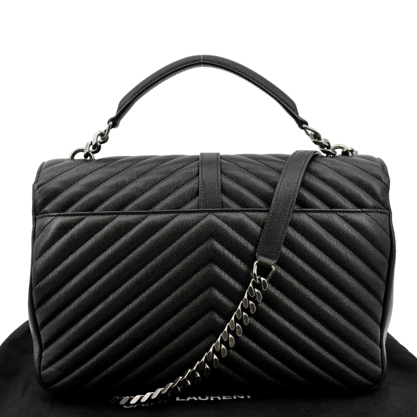 YSL Saint Laurent Saint College Lambskin Shoulder Chain Bag Leather Black Shoulder Bag