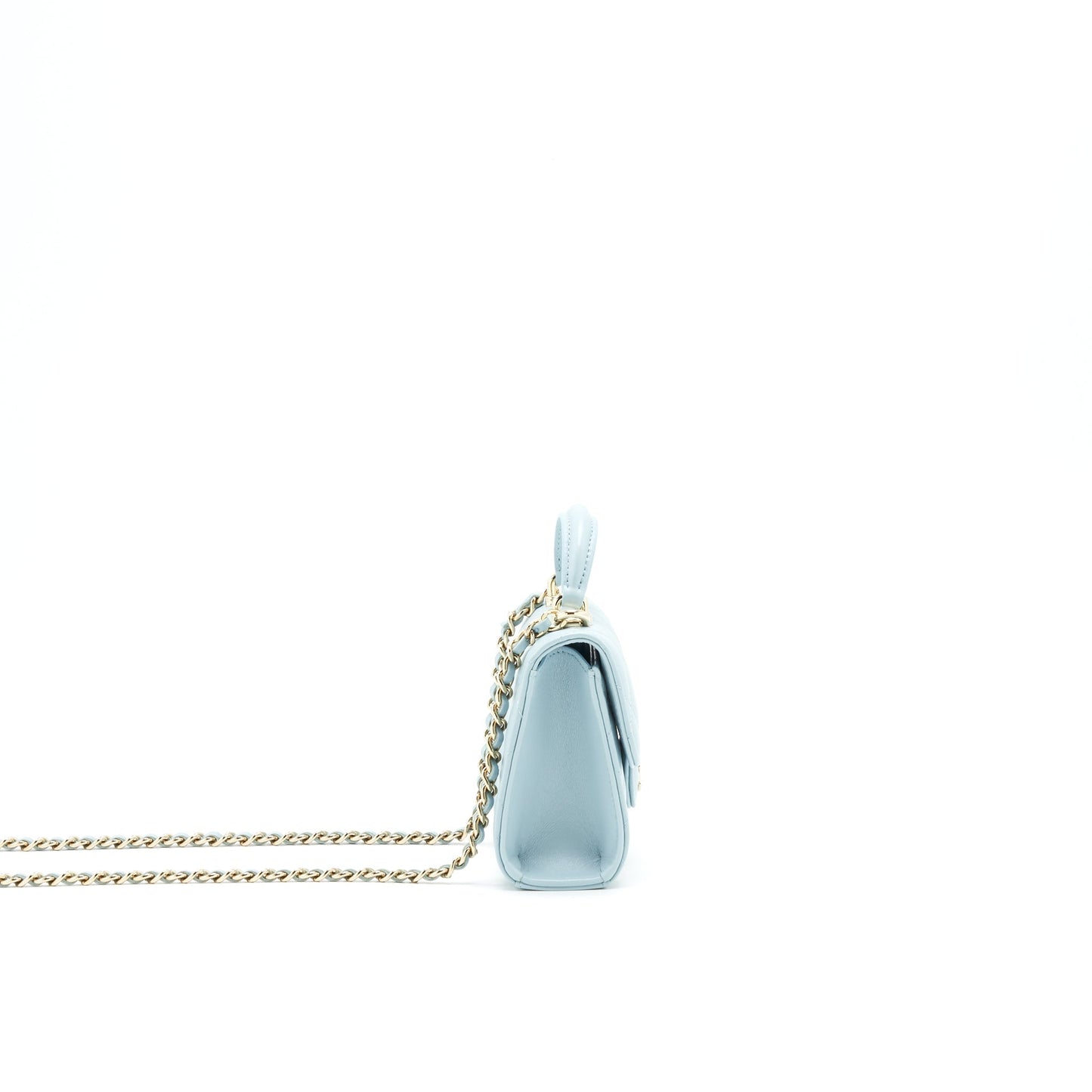 Chanel 22P top Handle Vanity on Lambskin Blue Mini Bag