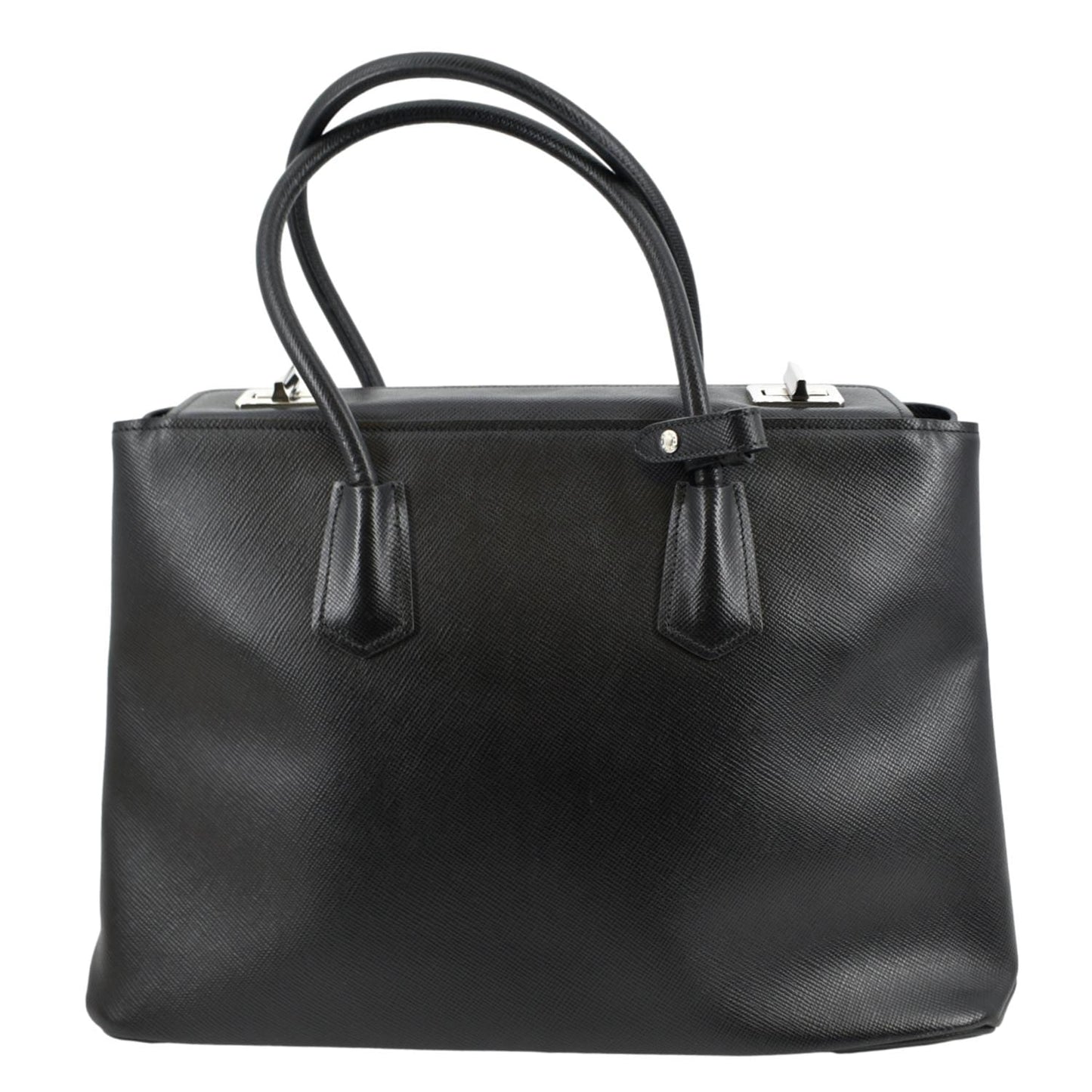 Prada Turnlock Cuir Shoulder Bag Leather Saffiano Black