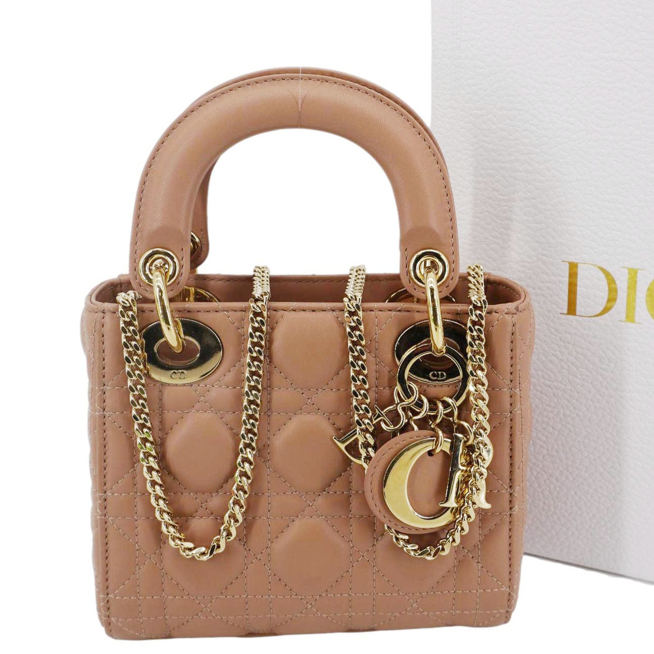Dior Lady Cannage Crossbody Bag Rose Leather Mini