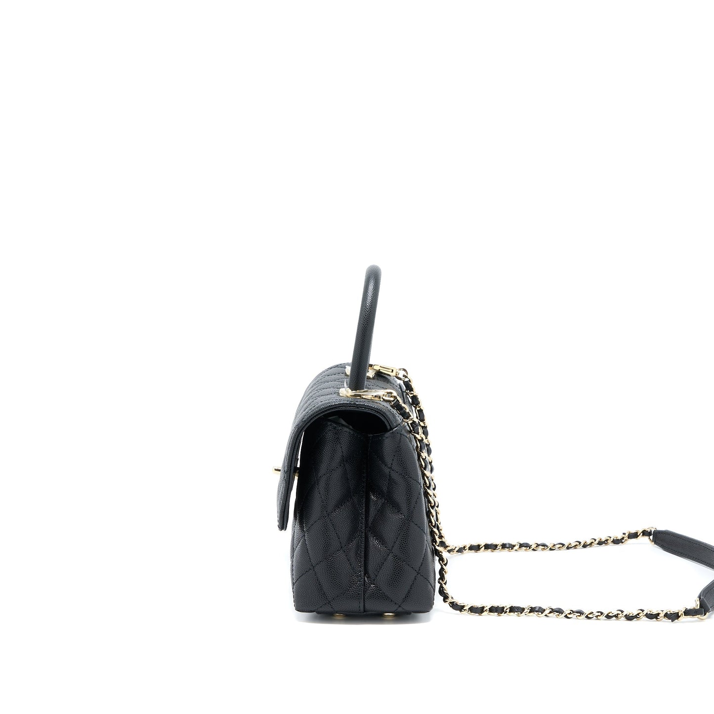Chanel Coco Handle Flap Caviar LGHW Microchip Black Small Shoulder Bag