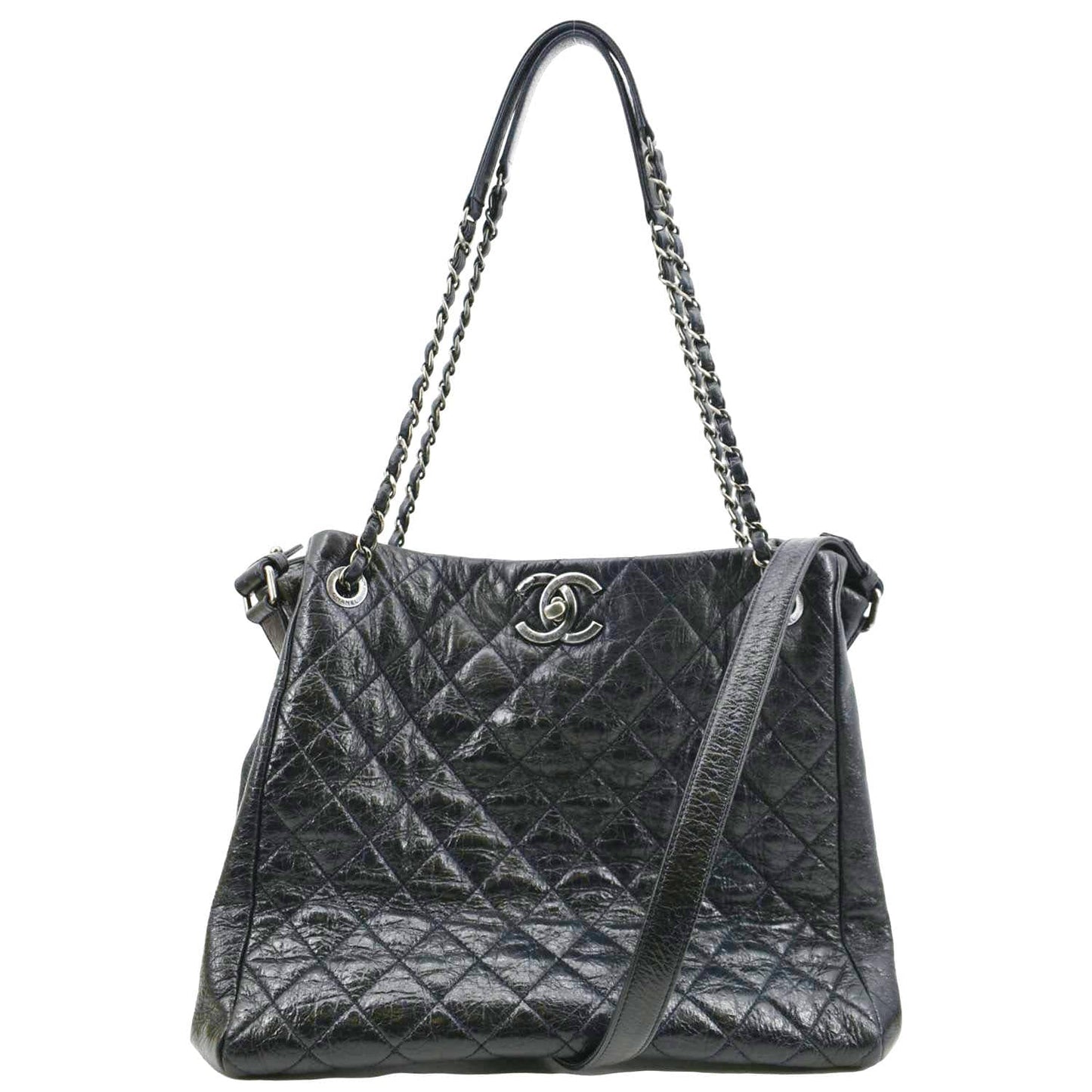 Chanel Glazed Aged Distressed Calfskin Blue Travel Bag