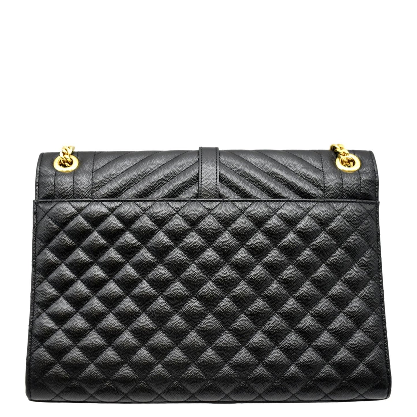 YSL Saint Laurent Yves Envelope Calfskin Shoulder Bag Leather Black Large