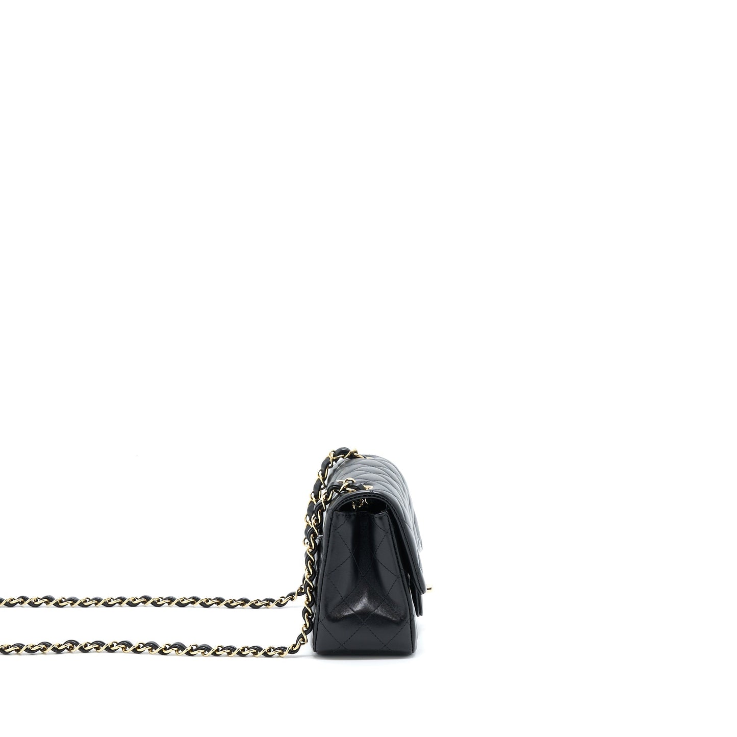 Chanel Square Flap Lambskin LGHW Microchip Black Shoulder Bag Microchip 5