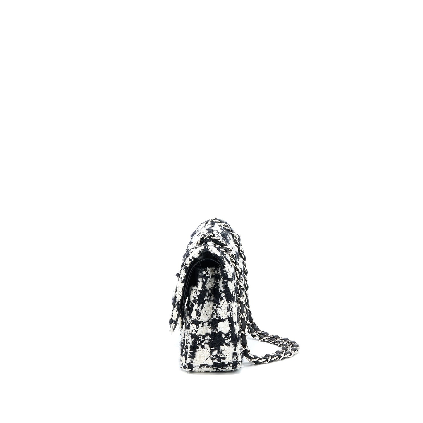 Chanel Classic Double Flap Tweed SHW Multicolour Black White Shoulder Bag
